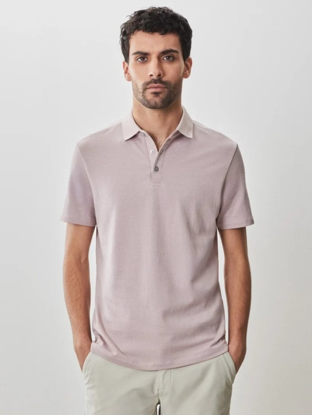 Robert Barakett Light Pink Gingham Stripe Polo